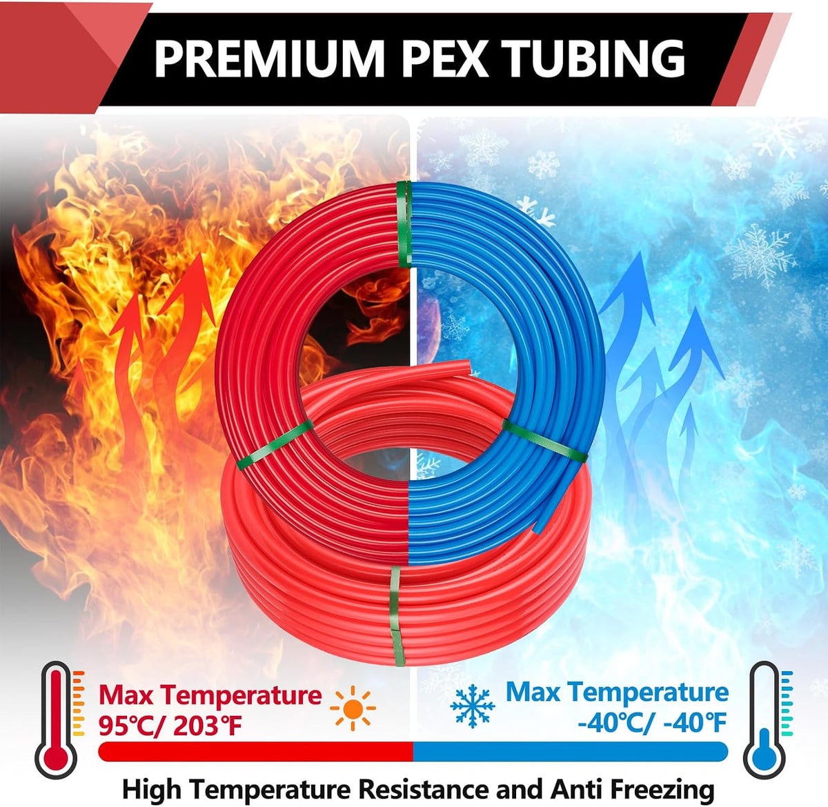 EFIELD 1/2-inch 2 x50 ft Pex-A Pipe, Blue & Red 100 ft Length