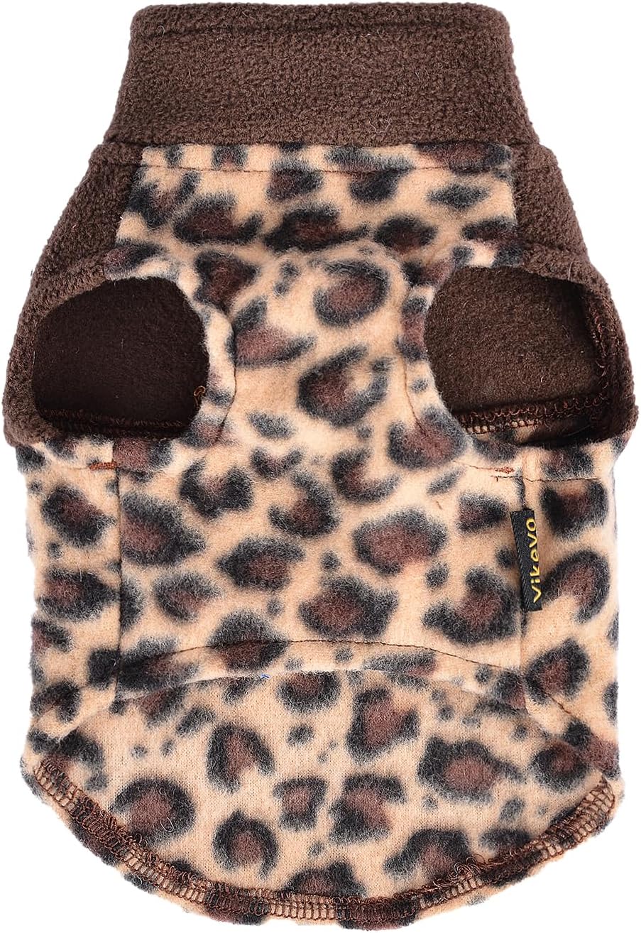 Fleece Vest Dog Sweater Leopard Dog Clothes for Small Dogs Boy Girl Warm Pullover Fleece Puppy Sweaters Winter Small