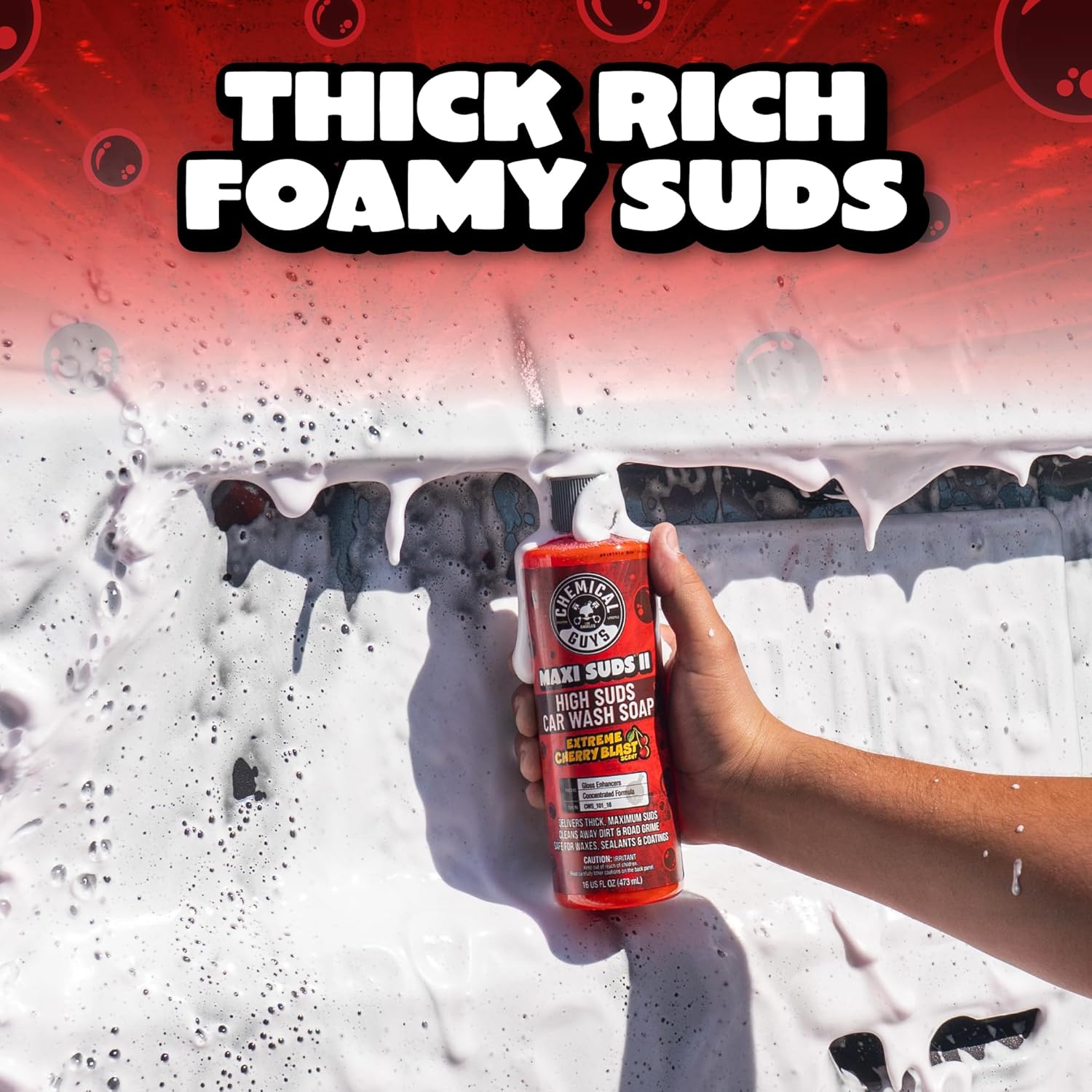 Maxi Suds II Foaming Car Wash Soap – High Foam Car Wash Soap, Cherry Scent Shampoo and Gloss Booster for Foam