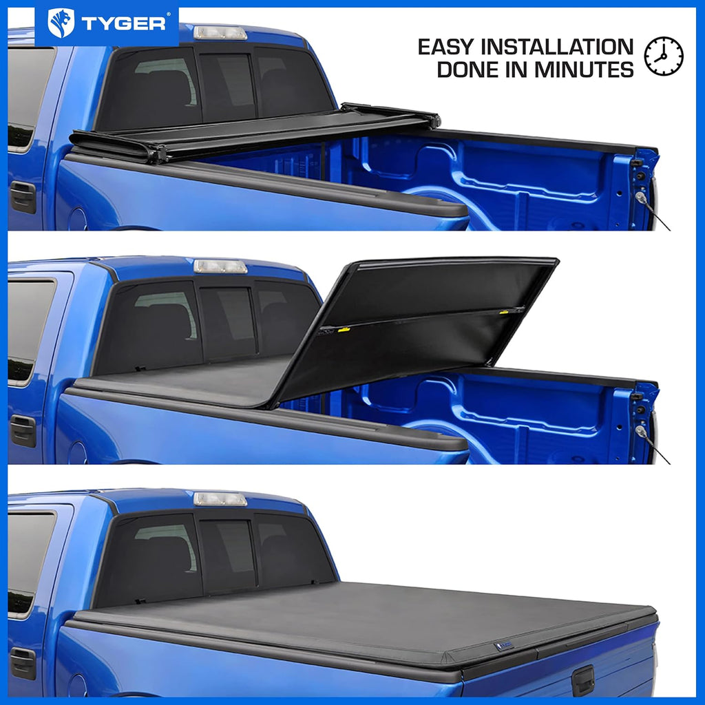 Tyger Auto T3 Soft Tri-fold Truck Bed Tonneau Cover Compatible with 2019-2026 Chevy Silverado GMC Sierra 1500 (Not Fit 19 LD/Limited) | 5'10" (70") Bed | TG-BC3C1053