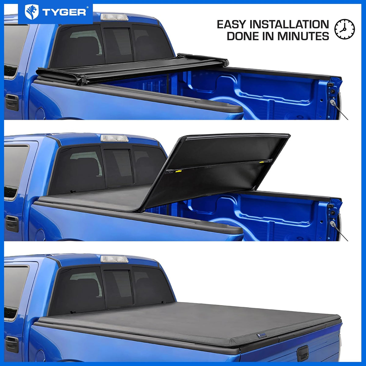 Tyger Auto T3 Soft Tri-fold Truck Bed Tonneau Cover Compatible with 2019-2026 Chevy Silverado GMC Sierra 1500 (Not Fit 19 LD/Limited) | 5'10" (70") Bed | TG-BC3C1053