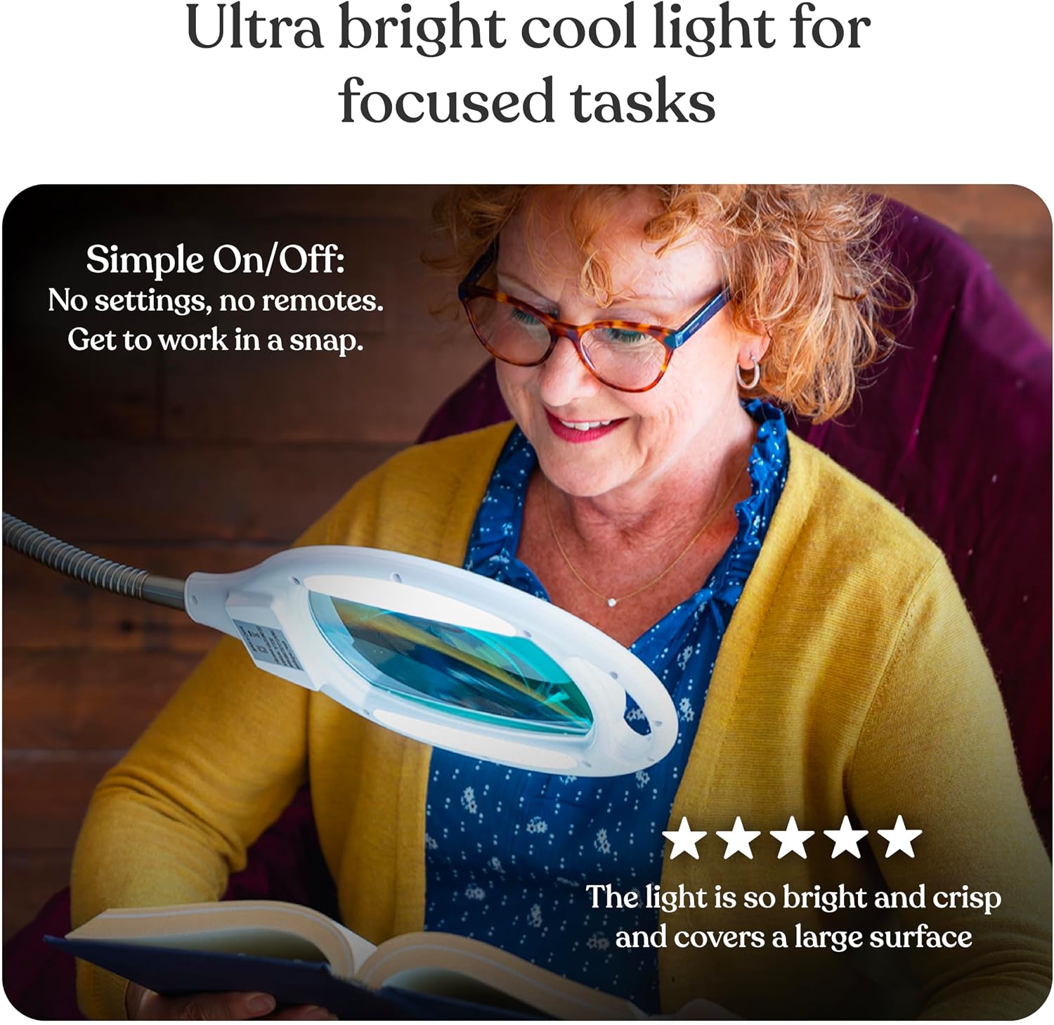 LightView Pro Magnifying Glass with Light and Stand, Magnifying Floor Lamp with Sturdy Weighted Base for Facials