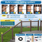 60Pack Black Cable Railing Hardware 6" Threaded Stud Tensioner CR39