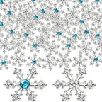 90 Pcs Snowflake Rhinestone Buttons Silver Craft Embellishments