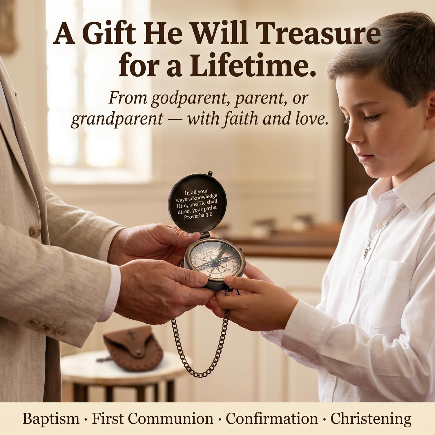 Baptism Gifts for Boys – Confirmation & First Communion Compass Gift