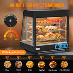 26" Commercial Food Warmer Display Pizza Warmer, 3-Tier Electric Countertop Food Warmer w/LED Lighting, Adjustable