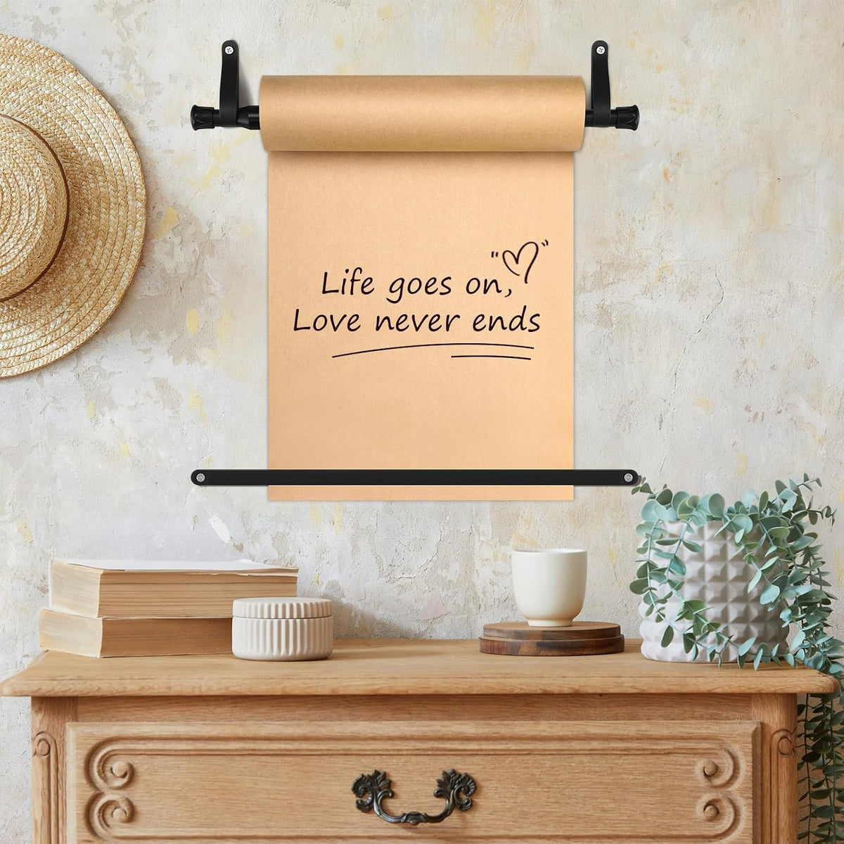 15.5" Kraft Paper Roll Dispenser Wall Hanging with 30m List Note