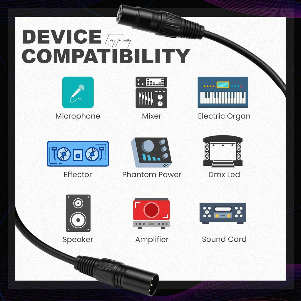12 Pcs 25 Feet XLR Cable, 3-Pin XLR Male to Female Premium Balanced Microphone Cable, Stage Grade All Copper
