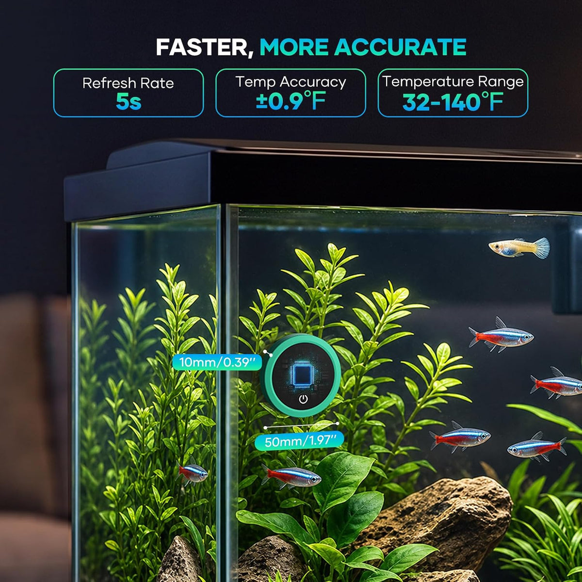 LED Aquarium Thermometer, Digital Fish Tank Thermometer