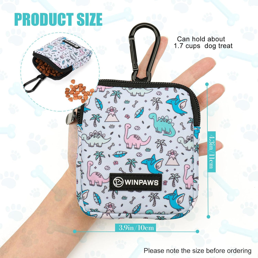 Dog Treat Pouch with Training Clicker,Waterproof Nylon Fabric Poop Bag Holders for Leashes,Hands Free Small Dog
