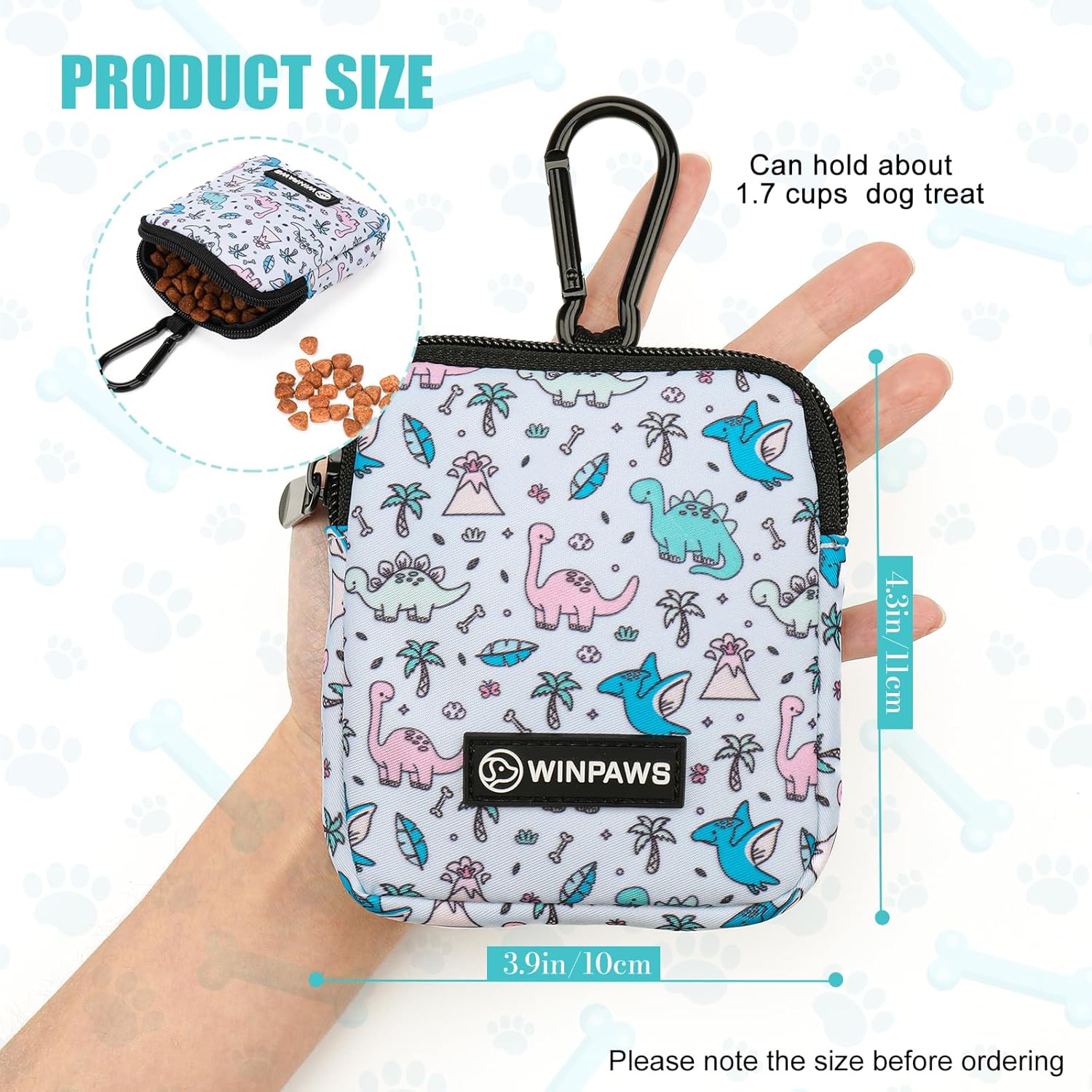 Dog Treat Pouch with Training Clicker,Waterproof Nylon Fabric Poop Bag Holders for Leashes,Hands Free Small Dog