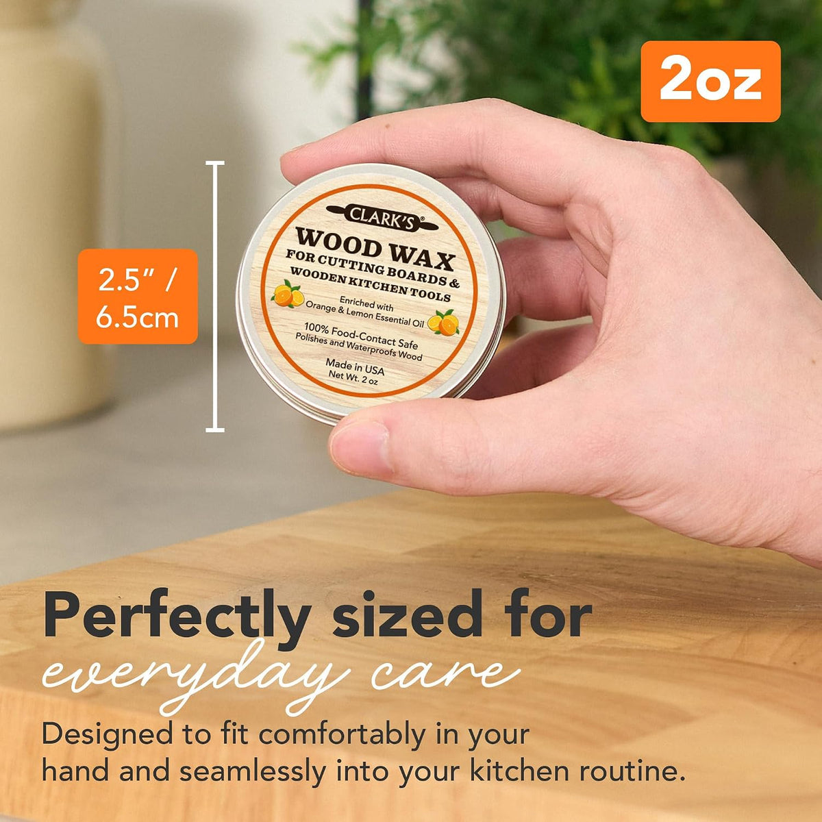 Wood Butter Cutting Board Wax, 2 oz - Citrus Scent - Food Safe