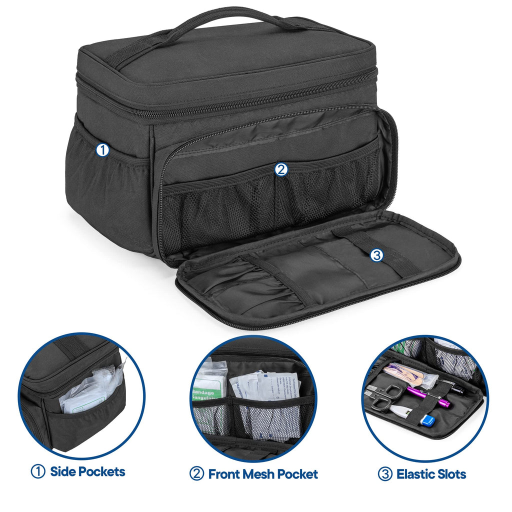 Small Medicine Storage Bag Empty, Family First Aid Box with Divider