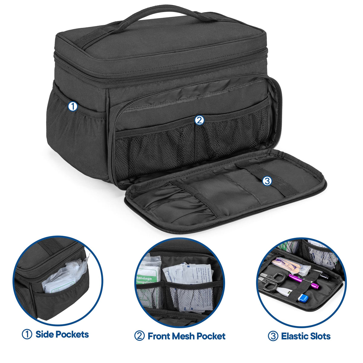 Small Medicine Storage Bag Empty, Family First Aid Box with Divider