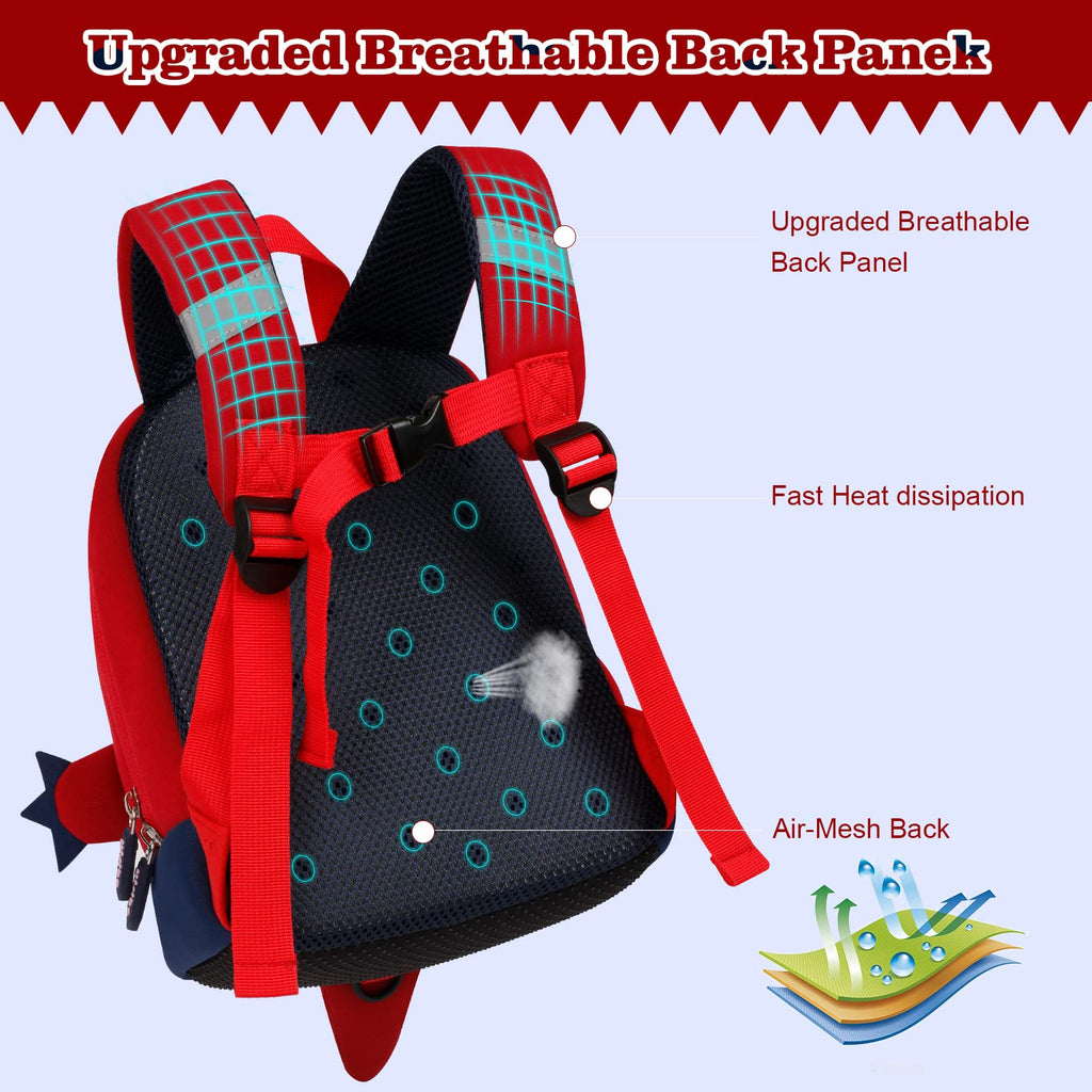 Red Dinosaur Toddler Backpack with Safety Leash for 3-6 Years