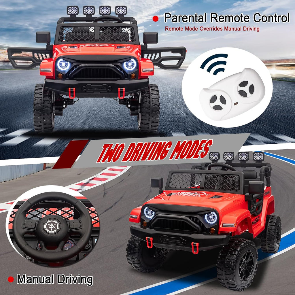 24V 2 Seater 4WD Ride On Truck, Kids Electric Car w/Remote | 24V Battery, 2 Adjustable Speeds, EVA Tire, Built-in