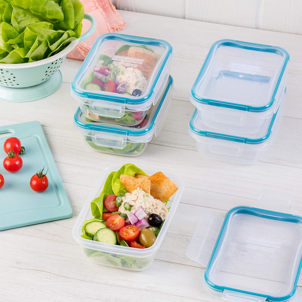 Plastic Total Solution 5-Pack (3-Cup) Food Storage Containers Set, Leakproof & Airtight Plastic Locking Lids