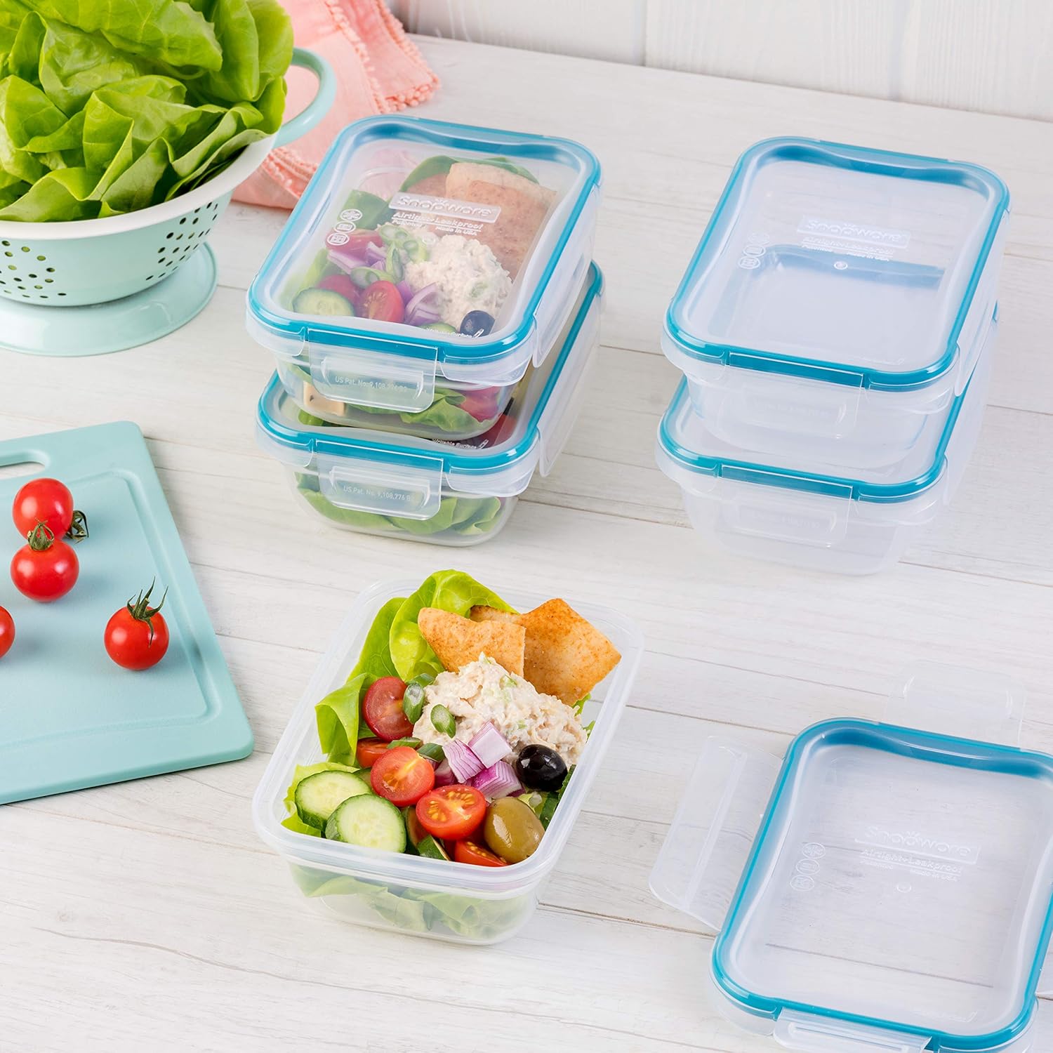 Plastic Total Solution 5-Pack (3-Cup) Food Storage Containers Set, Leakproof & Airtight Plastic Locking Lids
