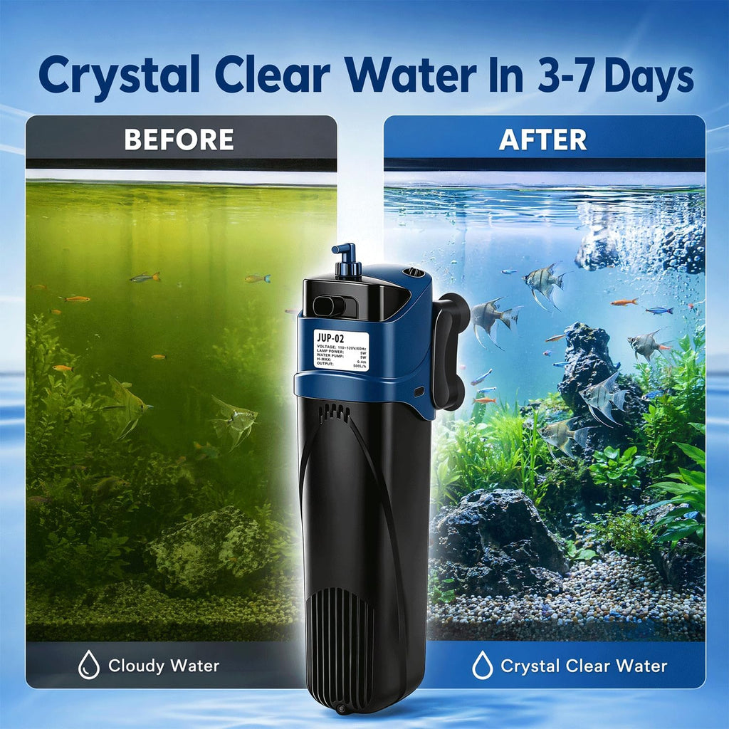 Fish Tank Filter U-V Submersible Aquarium Filter 132GPH