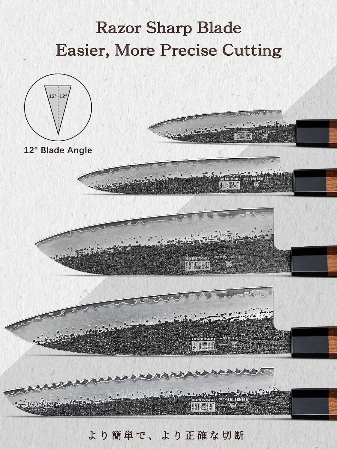 5 Pieces Knife Set, 10CR15MOV High Carbon Steel Chef Knife Set