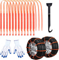 12 Pcs Reusable Snow Chains，Universal Emergency Adjustable Anti-skid Tire Chains Fit for Universal Winter Car Truck