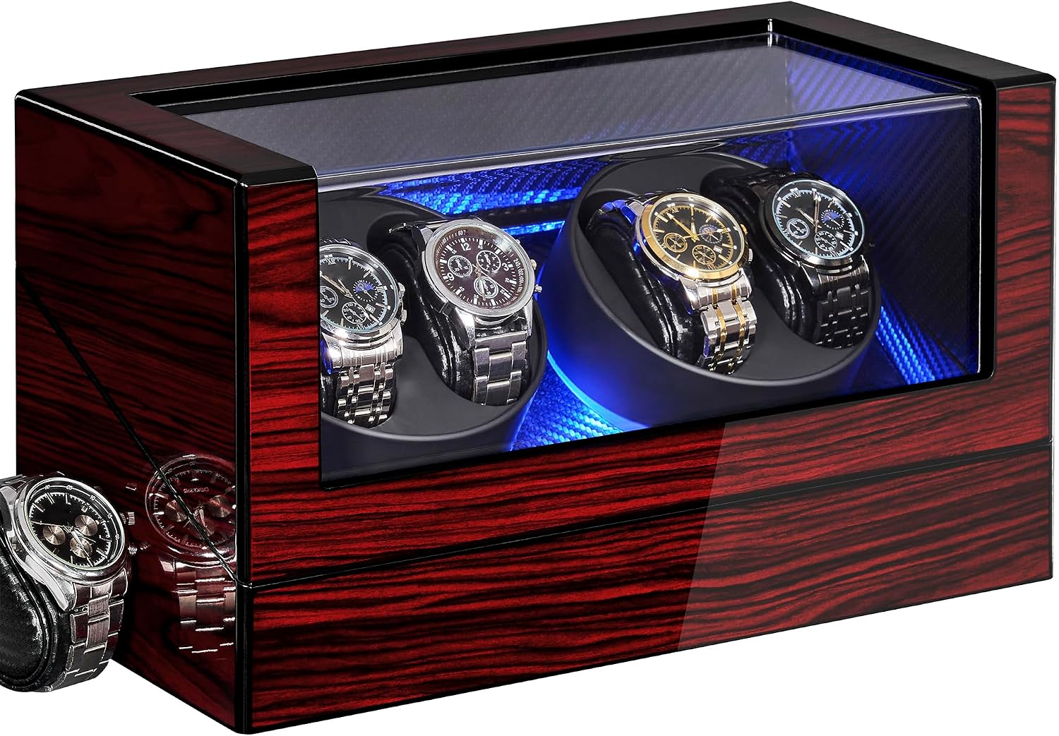 Watch Winders For Automatic Watches, Watch Turner For Automatic | Automatic Watch Winder Box With Led Light,4 Watch