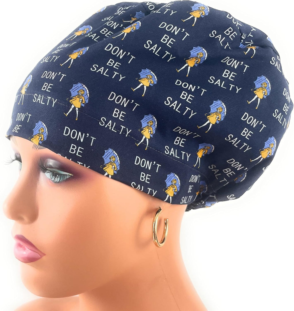 European Style Scrub Cap - No Ribbon – Don't Be Salty - Working Cap with Holder. Scrub Hat for Women, Nurses Hats |