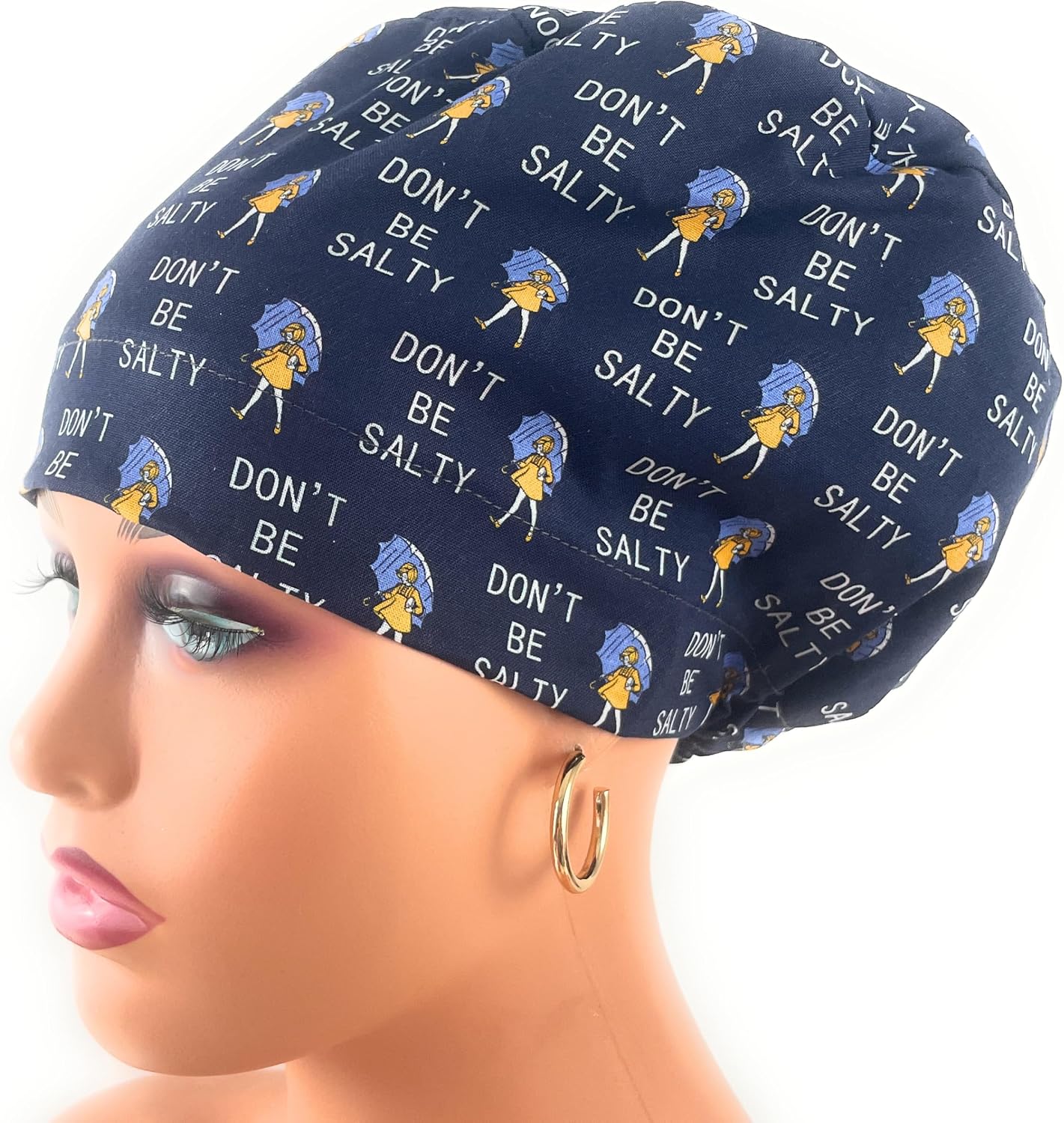European Style Scrub Cap - No Ribbon – Don't Be Salty - Working Cap with Holder. Scrub Hat for Women, Nurses Hats |
