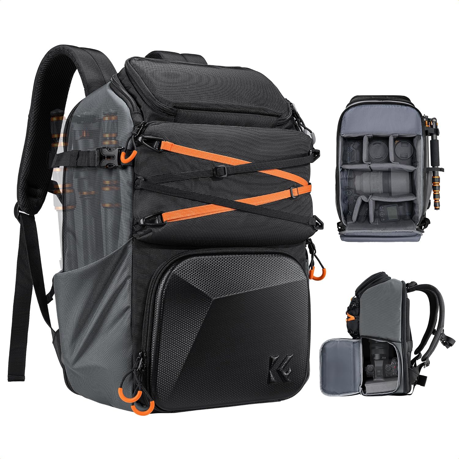 Camera Backpack Shoulder Bag for Photographers | Hardshell Case, Multifunction Photography Backpack, 15.6" Laptop