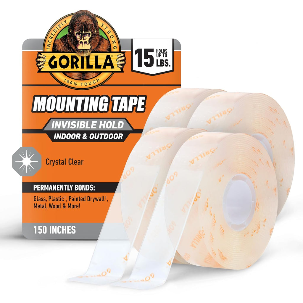 Invisible Hold Mounting Tape, 1" x 150", Clear, 4-Pack