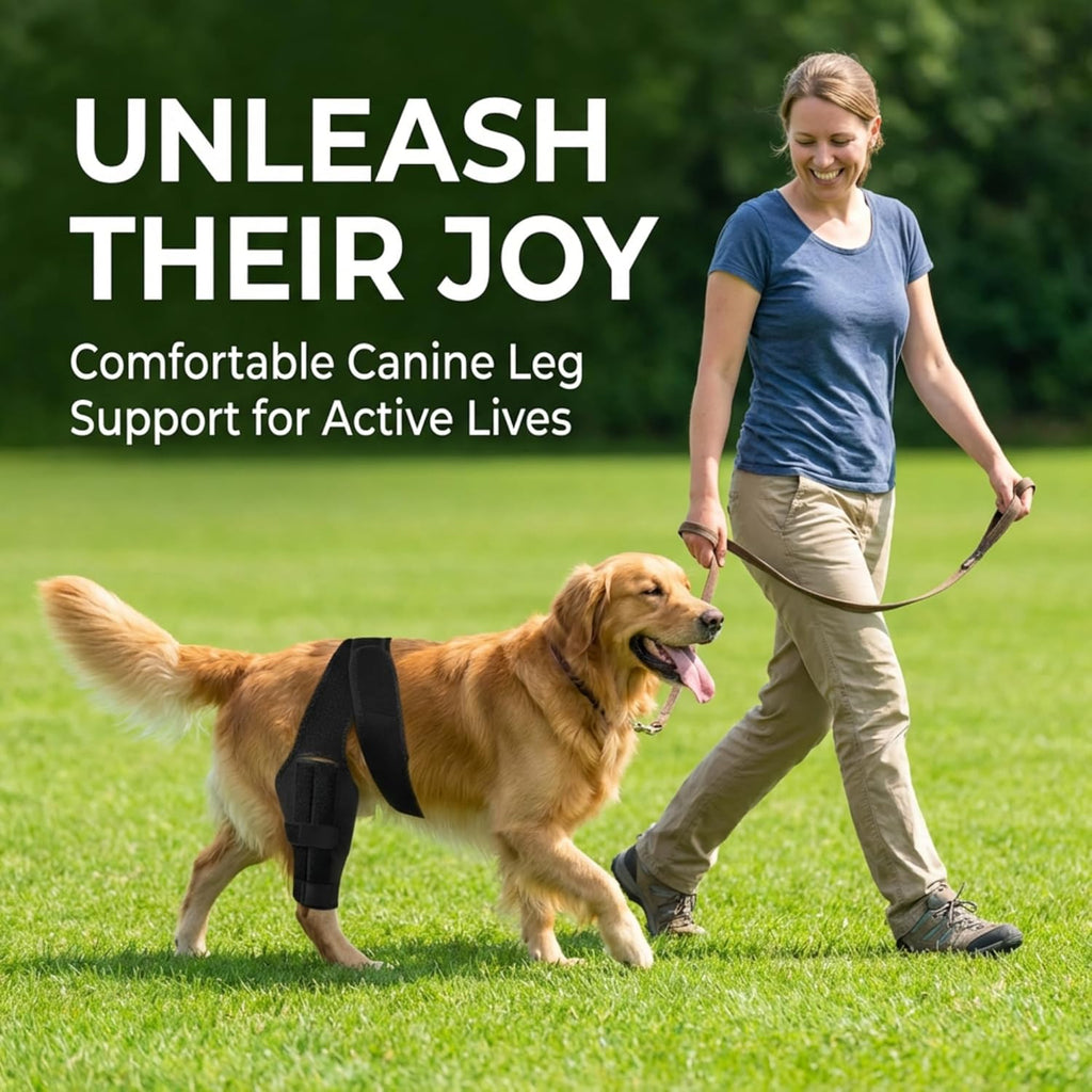 Dog Knee Brace for Back Leg – Large, Adjustable Rear Leg Support Wrap with Side Stabilizers, Breathable Neoprene for