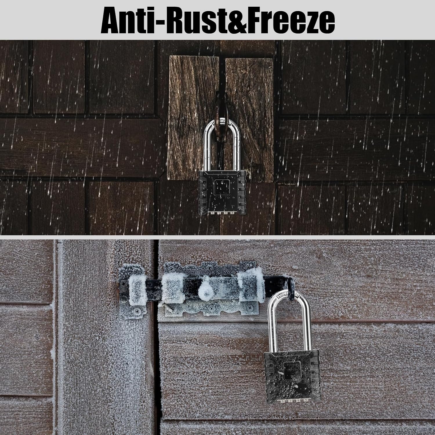 2.3in Long Shackle Combination Padlock, Diyife Heavy Duty Outdoor Lock | Resettable, One-Touch Unlock, [Weatherproof]