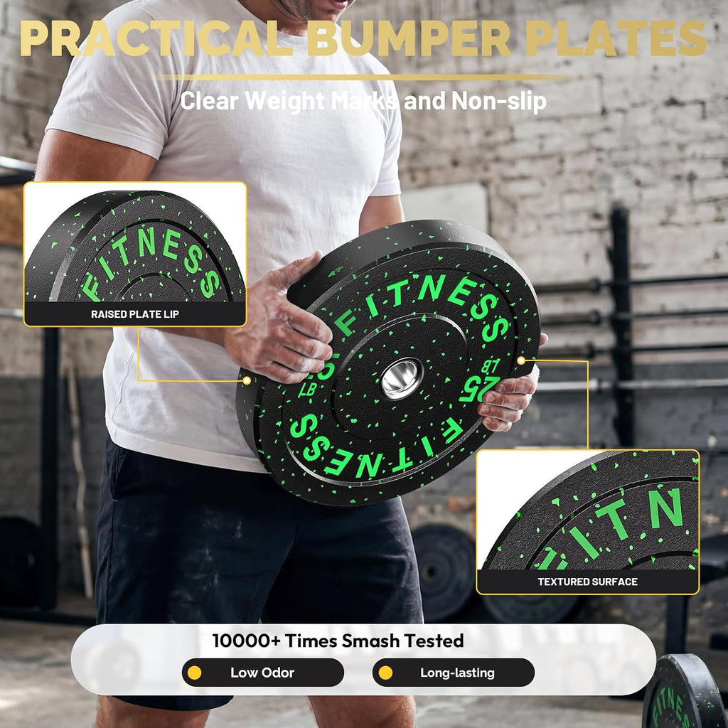 140-650lb 2" Bumper Plate High Bounce Weight Plates Strength Training | 2" High Bounce Bumper Plates Set