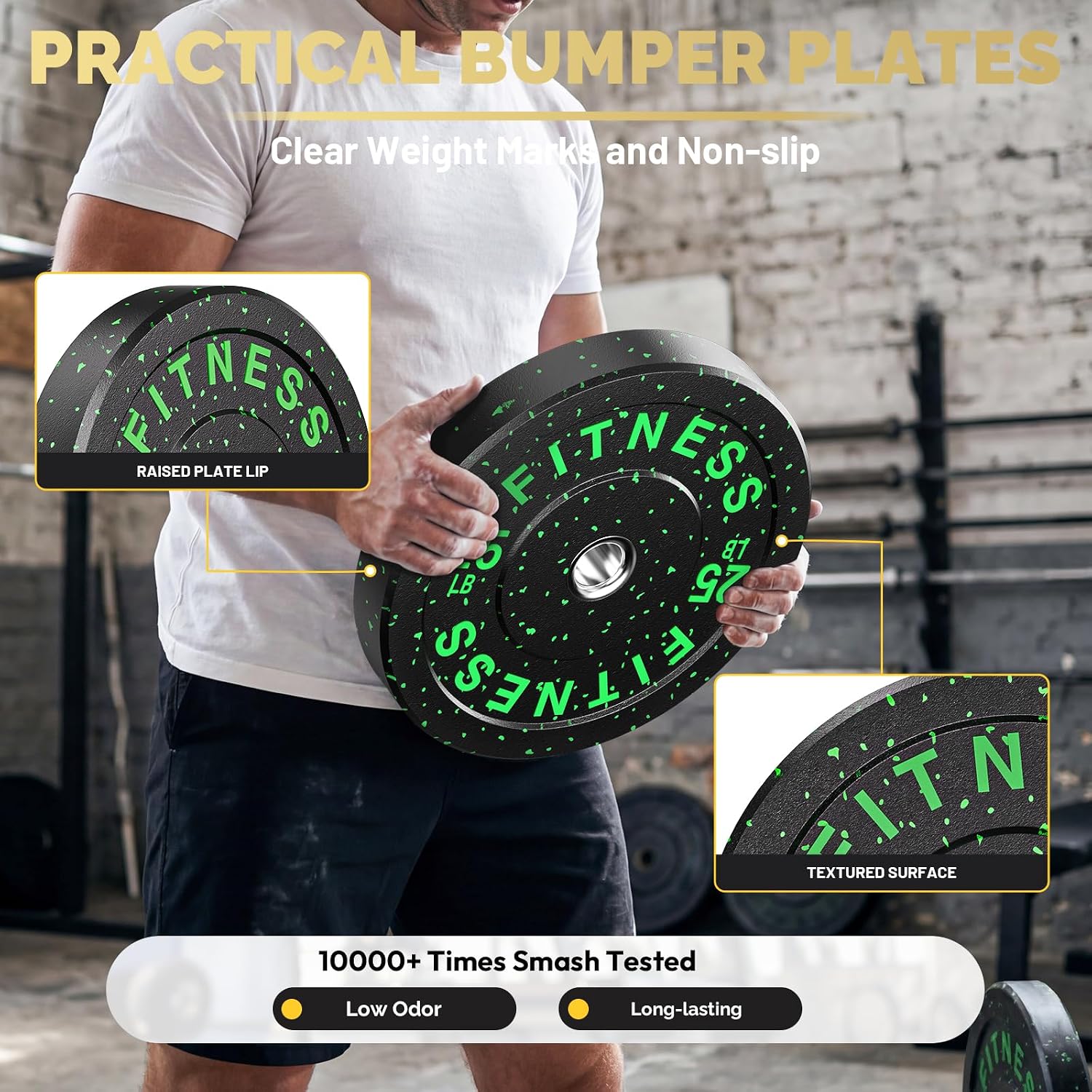 140-650lb 2" Bumper Plate High Bounce Weight Plates Strength Training | 2" High Bounce Bumper Plates Set