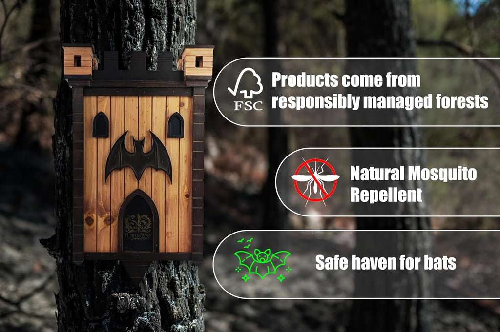 Bat Houses for Outdoors – Gothic Bathouse for Outdoors Hanging – Large 2-Chamber Bat Cave for Up to 80 Bats –