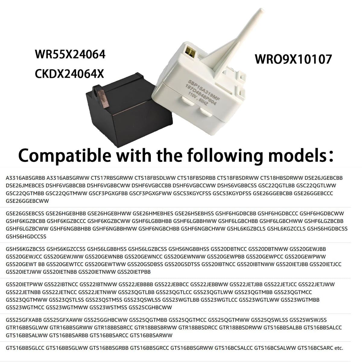 WR09X10107 Start Relay & WR55X24064 Overload Capacitor Kit – Compatible with GE, Hotpoint, Americana Refrigerators – WR09X10107, WR55X24064, CKDX24064X