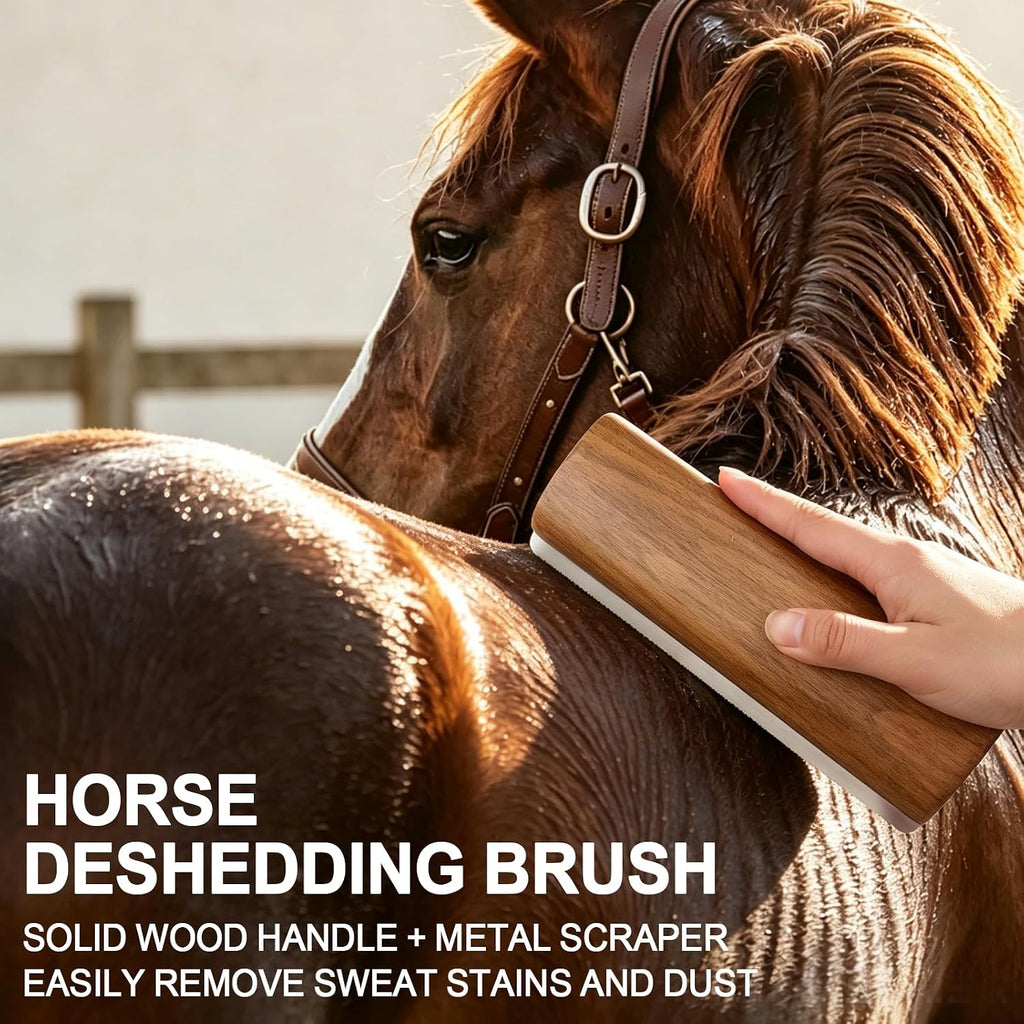 Professional Large Wooden Horse Deshedding Brush 7.87in/20cm