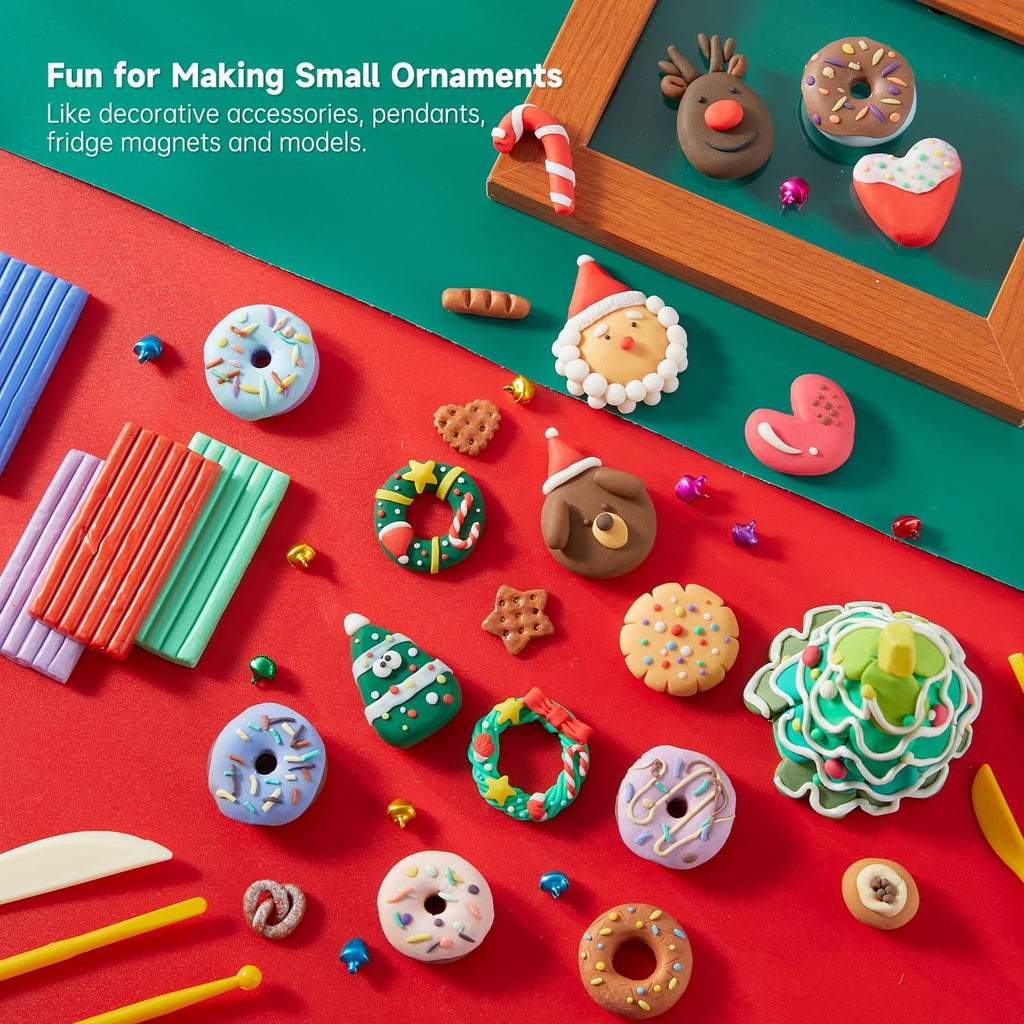 Polymer Clay Kit, 57 Colors Oven Bake Clay for Kids with 19 Carving Tools and 10 Accessories, Non-Sticky, Non-Toxic