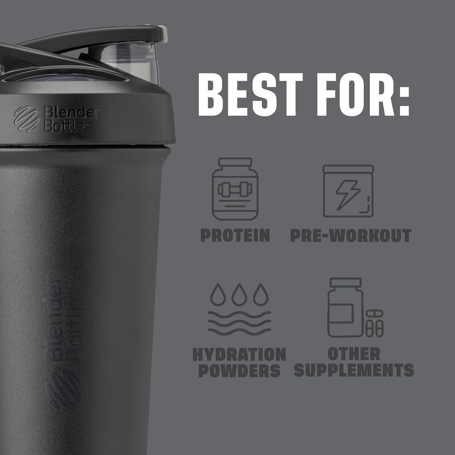 Sport Sleek Stainless Steel Shaker Bottle 25 oz Black