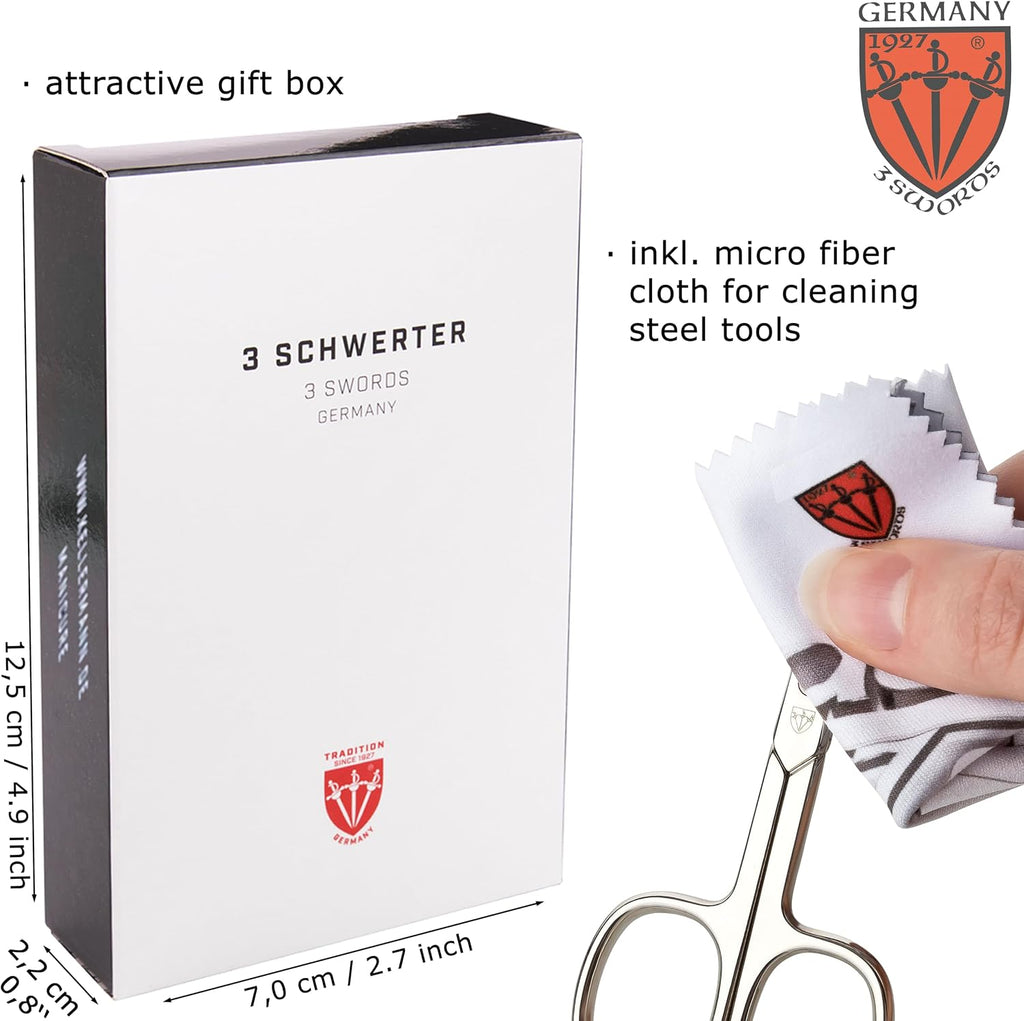 3 Swords Germany - Brand Quality 6 piece Manicure Pedicure Grooming kit Set - Scissors, Metal and Glass Nail File