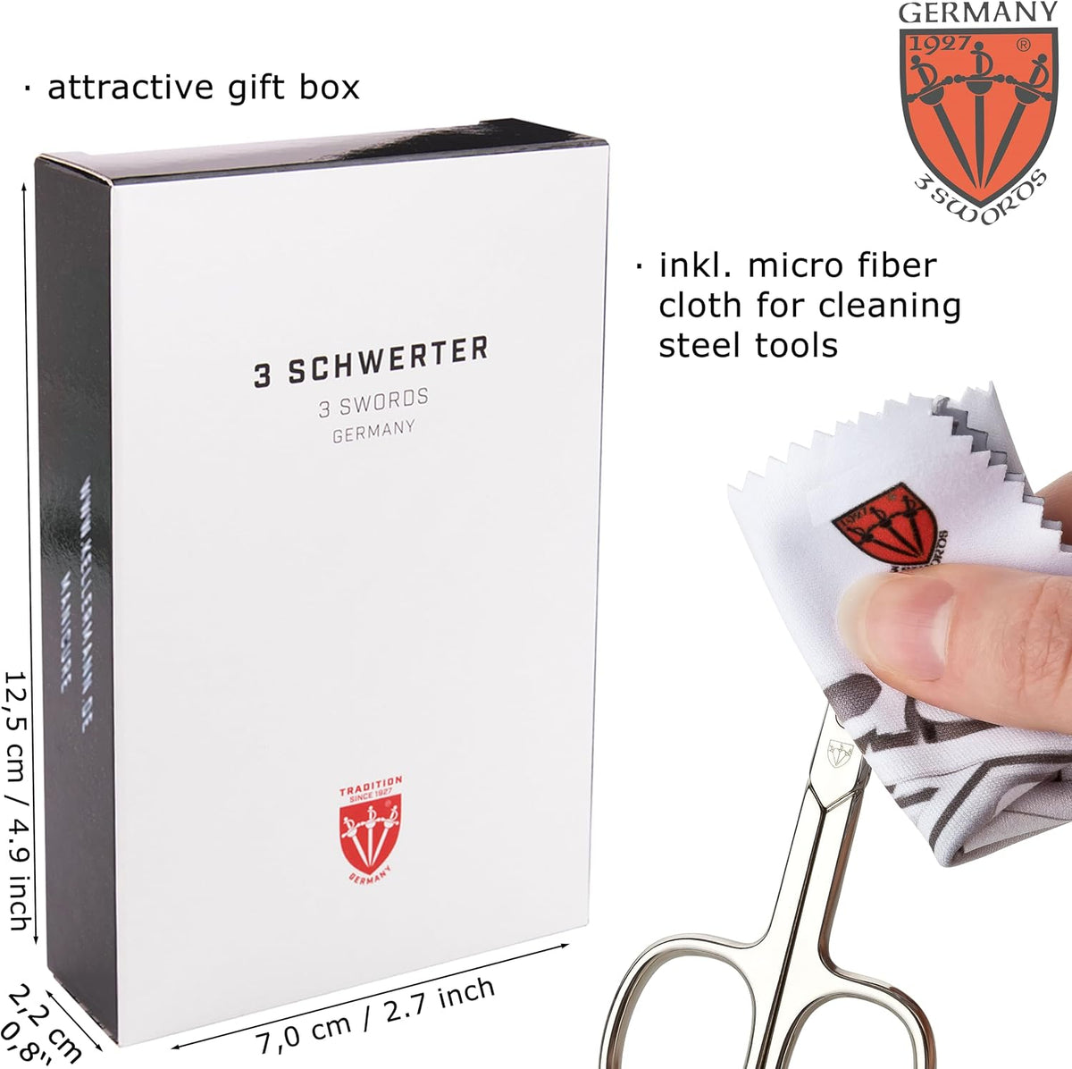 3 Swords Germany - Brand Quality 6 piece Manicure Pedicure Grooming kit Set - Scissors, Metal and Glass Nail File