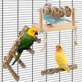 4 Pcs Bird Perch with Swing, Parrot Ladder Perches with Chew Blocks Birds Cage Play Gym Accessories for Conure