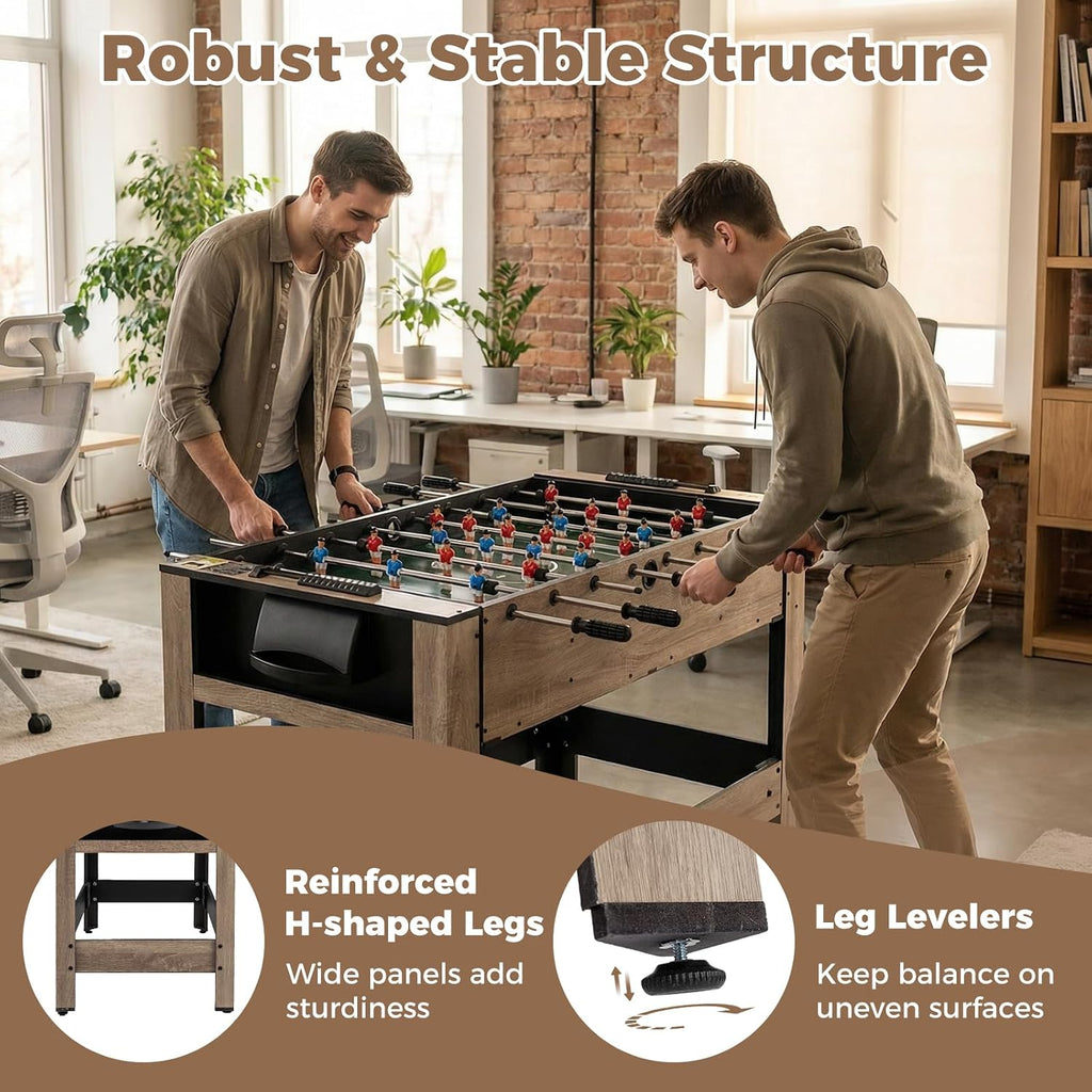 2-in-1 Swivel Multi Game Table, 48” Combo Game Table with Foosball & Pool for Adults, Indoor Outdoor Combination