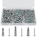 Zinc Self-Drilling Drywall Anchors with Screws Kit, 104 Pack 3 Size, 52 Heavy Duty Metal Wall Anchors and 52 Screws