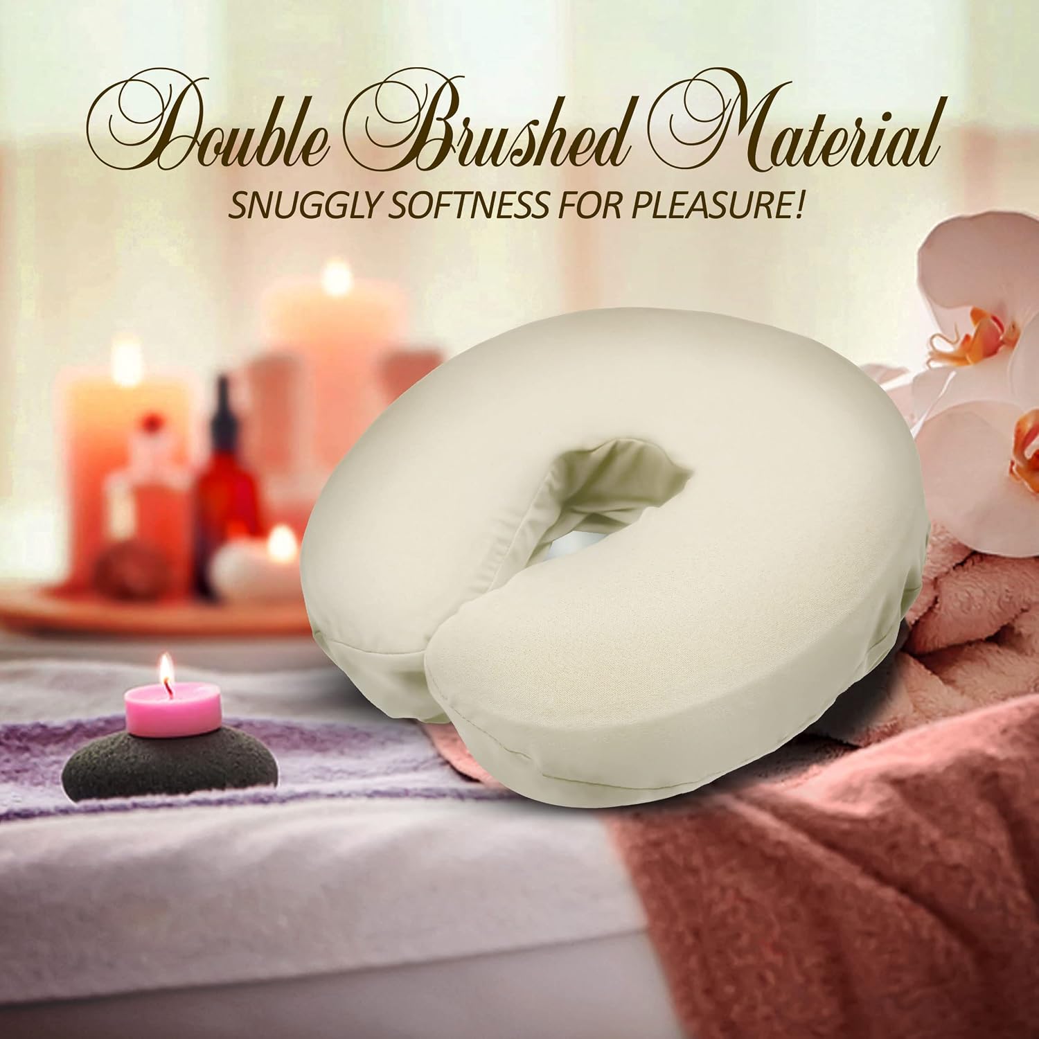 Soft & Heavy Microfiber Massage Tables Face Cradle Covers Cozies Fitted- 4 Pieces (4, Natural)