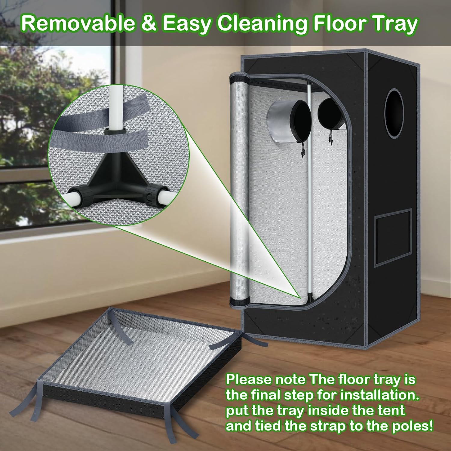 24"x24"x55" 600D Mylar Hydroponic High Reflective Grow Tent for Plants | Observation Window, 100% Reflective Mylar