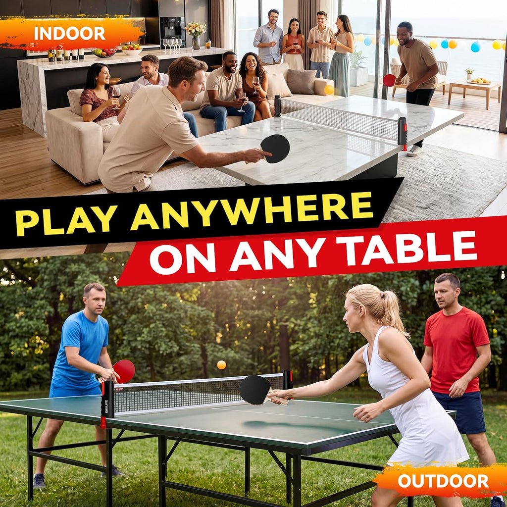 Ping Pong Paddle Set, 2-Sided Different Rubbers, Table Tennis Set | Smooth for Spin. Pimpled for Speed. Net Fits
