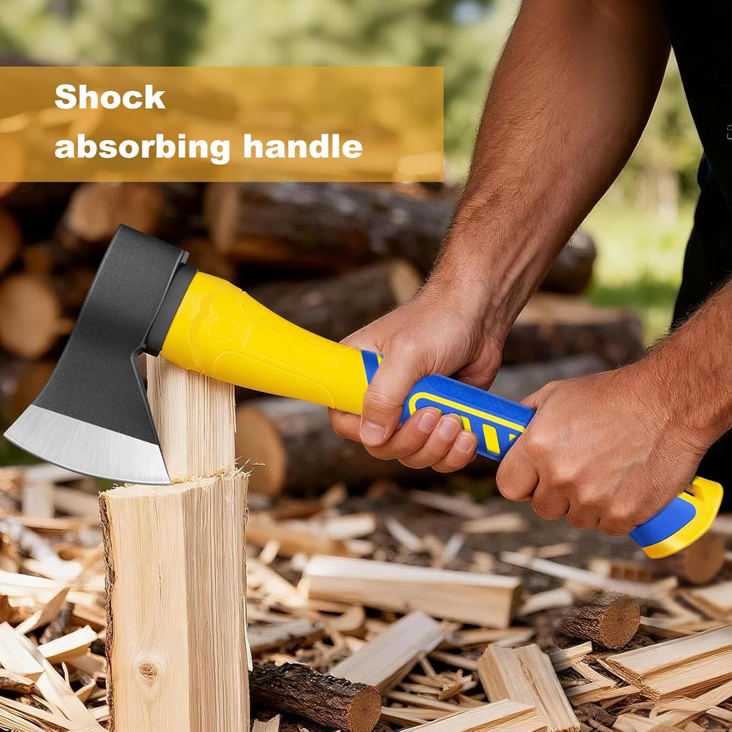 14" Outdoor Hatchet Axe, Mini Camping Axe, Wood Axe, Outdoor Camp Hatchet | Chopping Axe, Fiberglass Shock Reduction