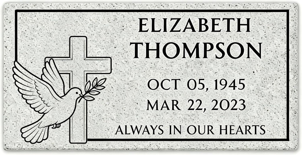 Grey Granite Headstone for Grave Markers, 16x8x3 Memorial Stones for Cemetery for Humans, Personalized Engraved