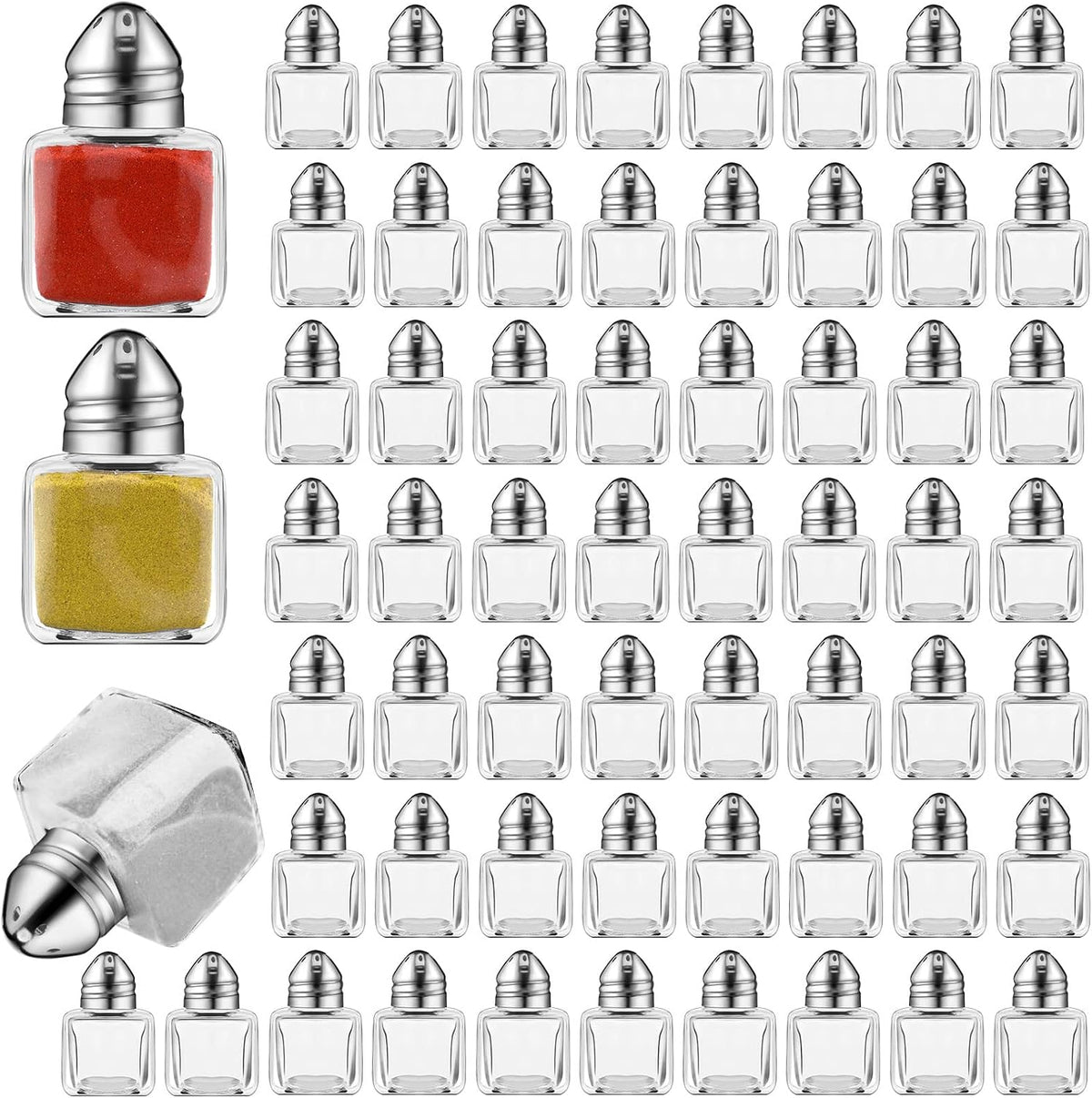 100 Pack Mini Salt and Pepper Shakers Bulk 0.5 Oz, Sliver